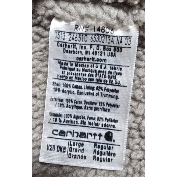 Carhartt V26 DKB Brown Canvas Sherpa Lined Full Zip Outdoor Work Vest Men's L - Picture 5 of 12
